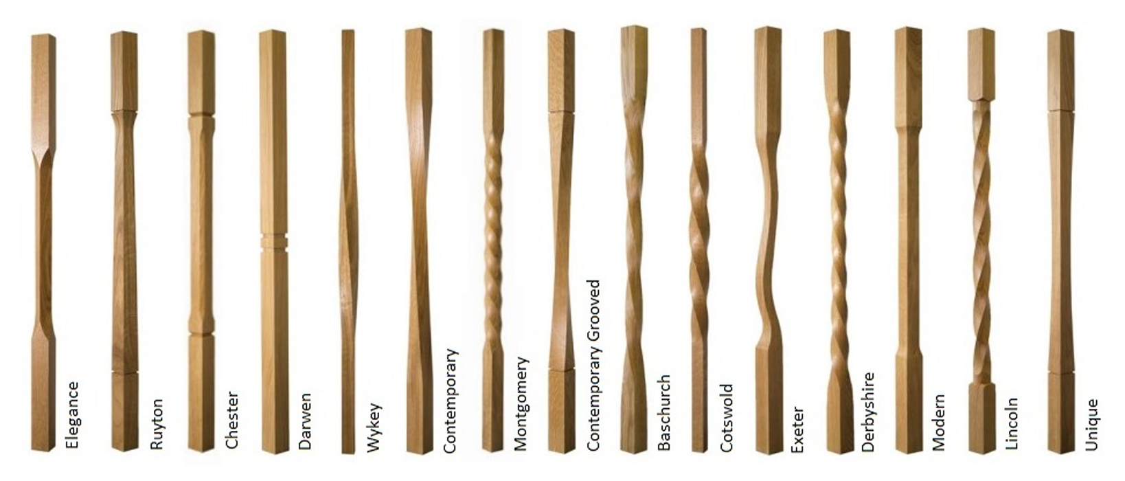 Oak Modern and Contemporary Spindles
