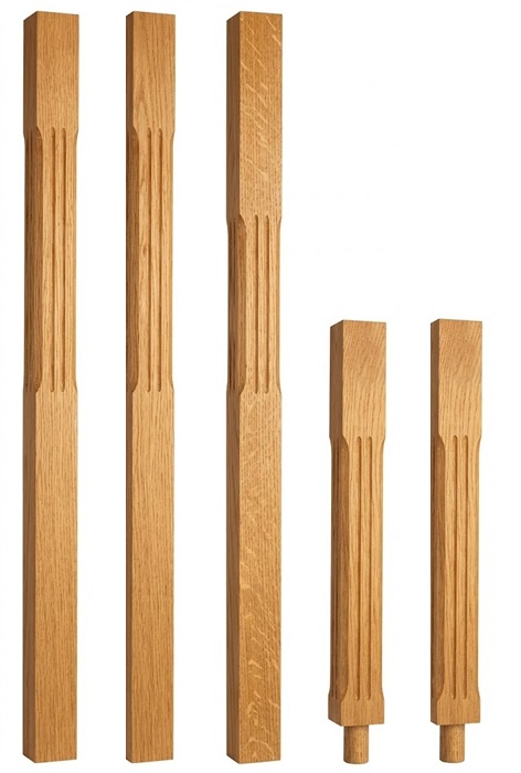 Oak Stop Chamfer Fluted Newels