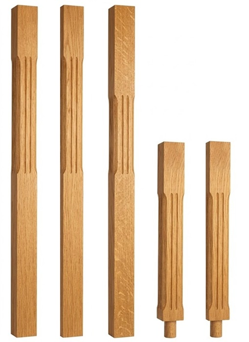 Oak 95mm Fluted Stop Chamfer Newels