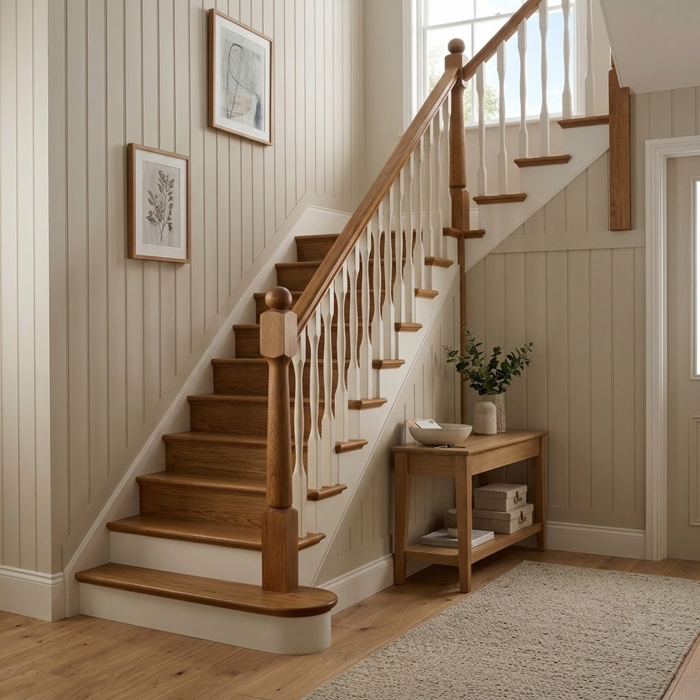 Oak and White Primed Nexus Staircase Installation