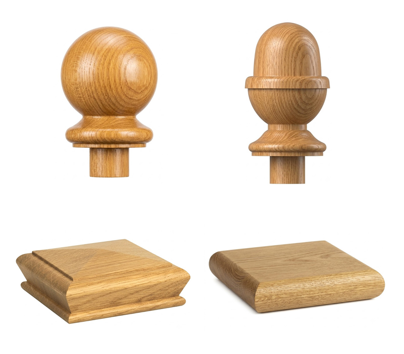 Solid Oak 83mm Newel Caps