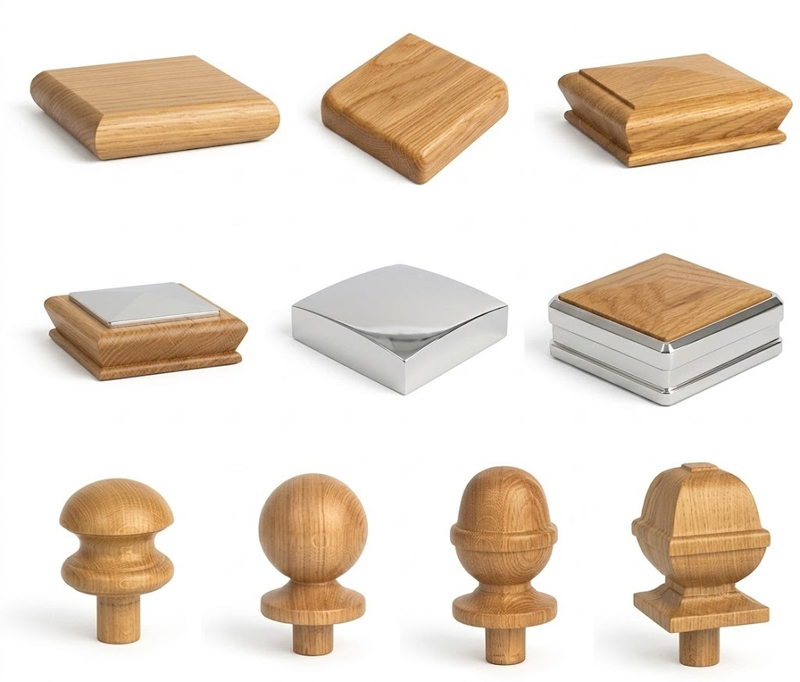 Solid Oak 90mm Newel Caps