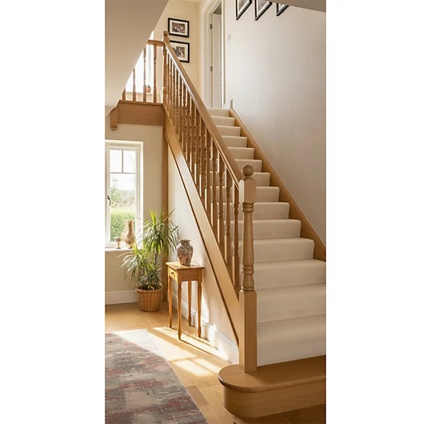 Oak Georgian Staircase featuring elegant newel caps