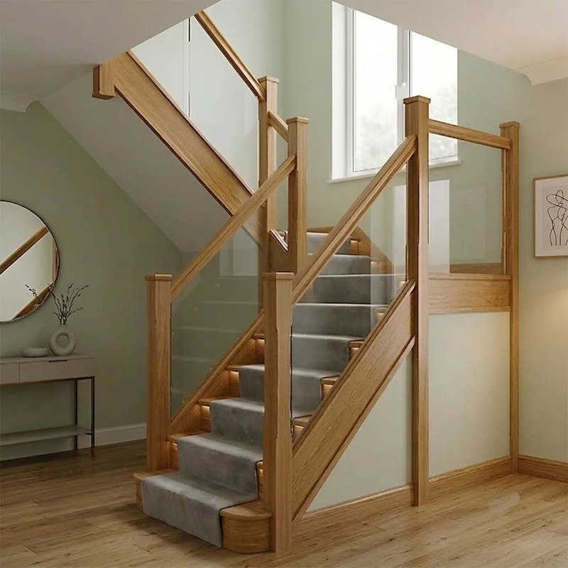 Oak and Embedded Glass Balustrade