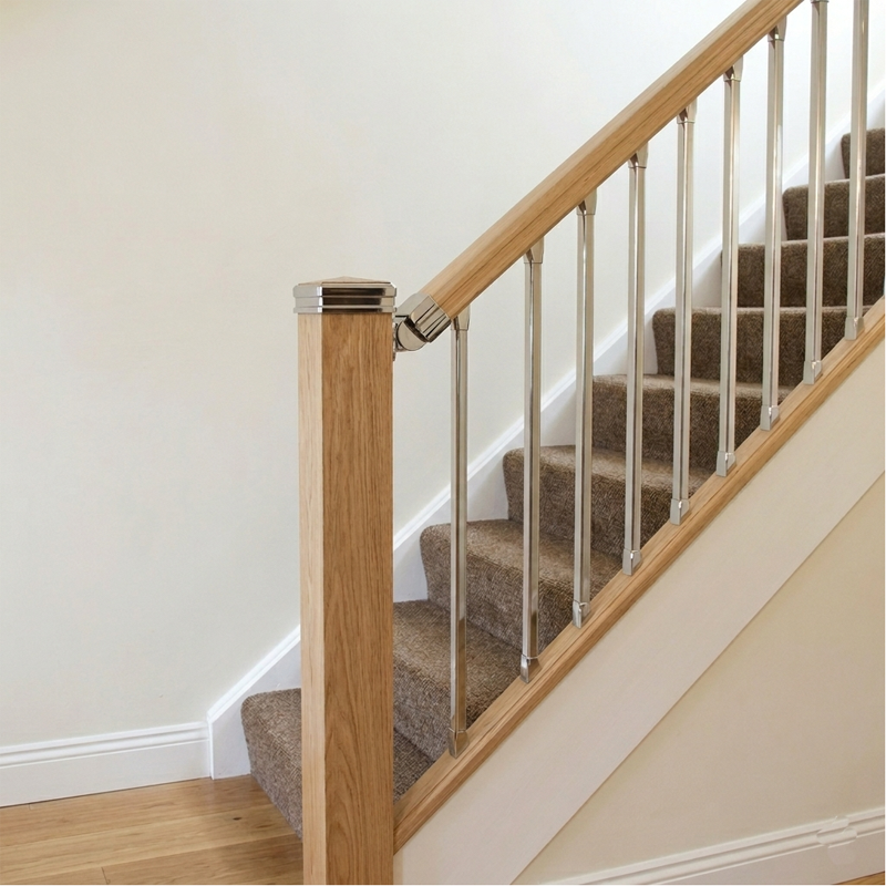 Rake section of Oak and Chrome Staircase