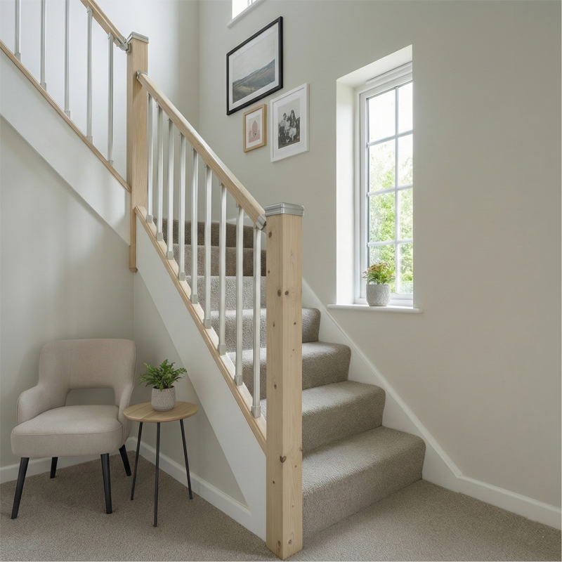 Solution Chrome and Pine Staircase