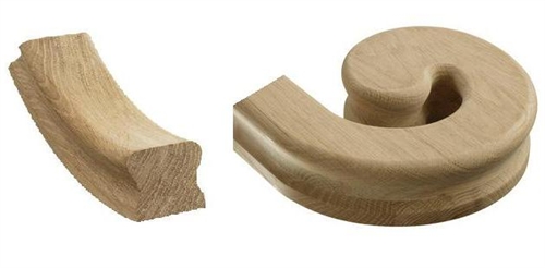 Ash Handrail Right Hand Volute, Including Under Easing