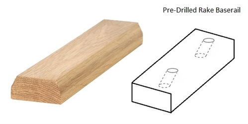 Oak TB Baserail Rake Pre-Drilled 14mm | J & J Stairparts