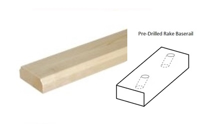 Pine TB Baserail Rake Pre-Drilled 14mm