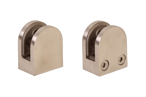 Solution Brushed Flat Glass Bracket / Clamp For 8mm Glass x 1 Pair
