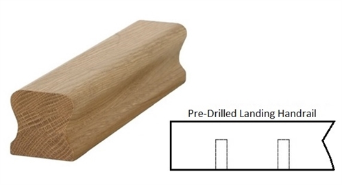 Oak HDR Handrail Landing Pre-Drilled 14mm