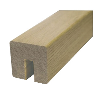 Oak Square Handrail  4.2mtr 8mm x 25mm Groove Glass Inc Infill Pat-598