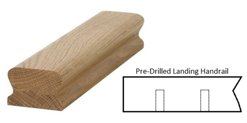 Oak LHR Handrail Landing Pre-Drilled 14mm