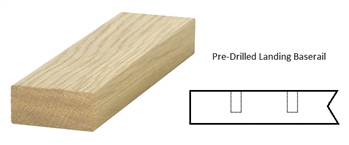 Oak Modern Baserail Landing Pre-Drilled 14mm