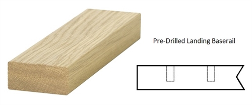Oak Modern Baserail Landing Pre-Drilled 14mm