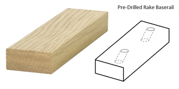 Oak Modern Baserail Rake Pre-Drilled 14mm