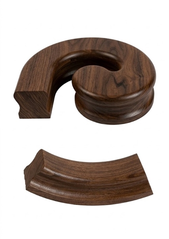 Walnut Handrail Left Hand Volute, Including Under Easing