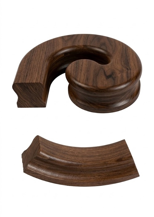 Walnut Handrail Left Hand Volute, Including Under Easing