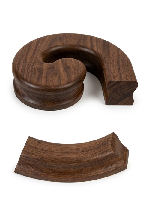 Walnut Handrail Right Hand Volute, Including Under Easing